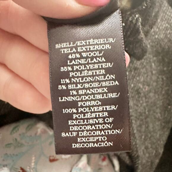 Ann Taylor Wool Tweed Dark‎ Brown Silk Trim Slim Leg Pants Women’s Size 14 - Picture 8 of 12